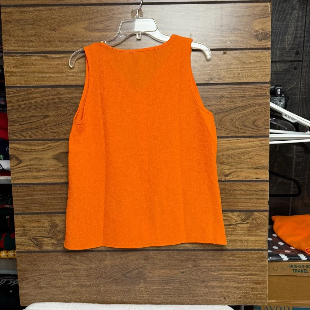 Temu size large Vibrant Orange faux Button-Up Tank and Shorts Set